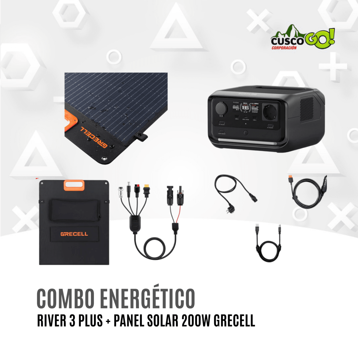 Combo Ecoflow River 3 plus con Panel Solar Portátil 200w Grecell2