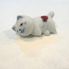 Gatito de cerámica artesanal japonesa de Seto (w)