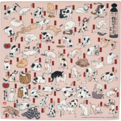 Furoshiki japonés S Ukiyo-e Cats Suggested As The Fifty Three Stations Of The Tokaido Pink