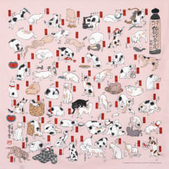 Furoshiki japonés 104 cm Ukiyo-e | Gatos como las 53 estaciones del Tokaido