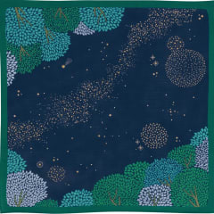 Furoshiki japonés 70 cm Hime Musubi × Adeline Klam Bosque de Estrellas Azul Marino