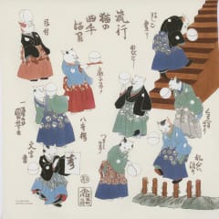 Furoshiki japonés 70 cm Ukiyo-e Gatos jugando con pelotas (Cats Juggling Balls)