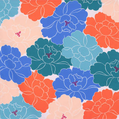 Furoshiki japonés impermeable 70 cm Hime Musubi × Adeline Klam Peonía Azul Verdoso