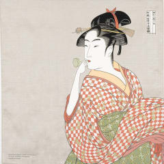 Furoshiki japonés 70 cm Ukiyo-e A Woman Playing A Poppin Gray