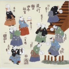 Furoshiki japonés S Ukiyo-e Gatos jugando con pelotas (Cats Juggling Balls)