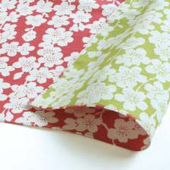 Furoshiki japonés reversible 48 cm ISA MONYO Cerezo llorón Rosa & Verde