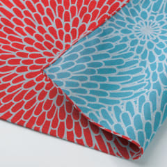Furoshiki japonés reversible 48 cm ISA MONYO Crisantemo Rojo & Azul