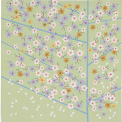 Furoshiki japonés 50 cm Hime Musubi × Adeline Klam Flores de Cerezo Verde