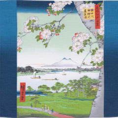 Furoshiki japonés S Ukiyo-e Santuario Suijin y Massaki junto al río Sumida