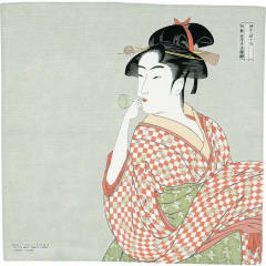 Furoshiki S Ukiyo-e A Woman Playing A Poppin Gray