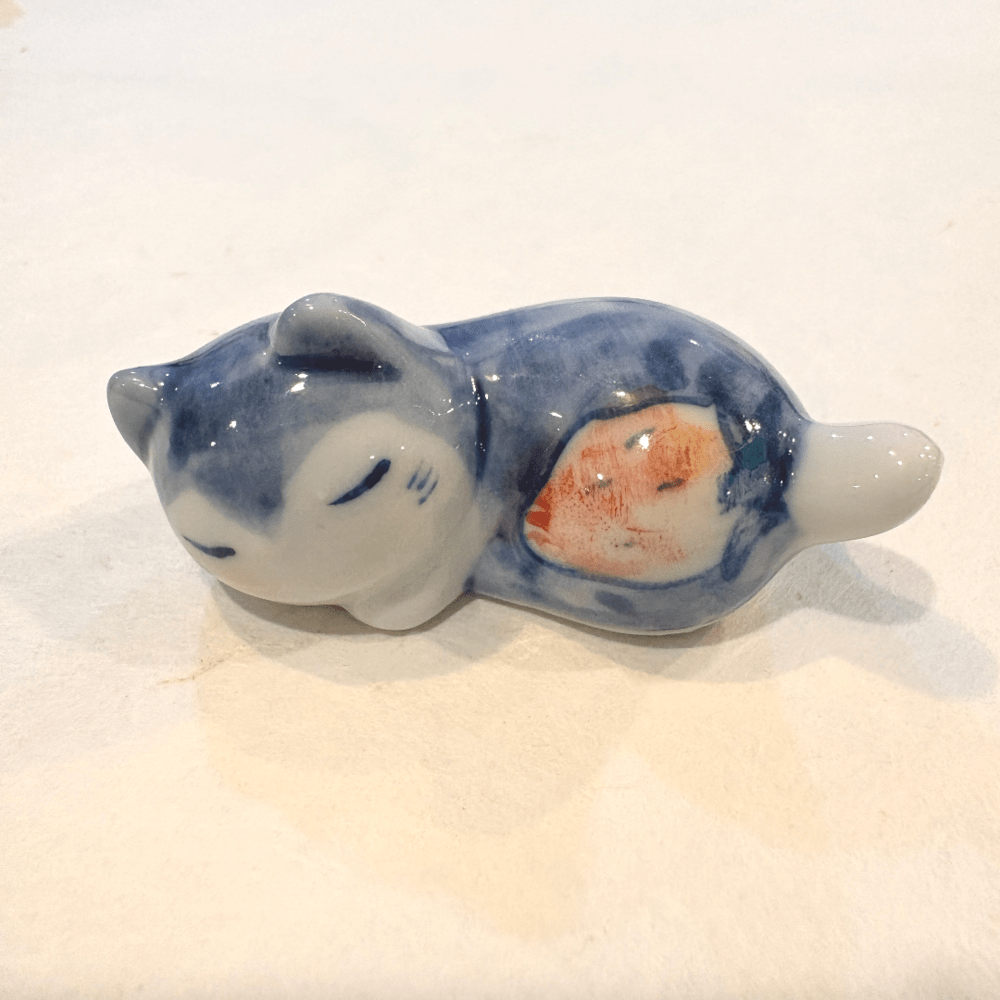 Gatito de cerámica artesanal japonesa de Seto (w)13