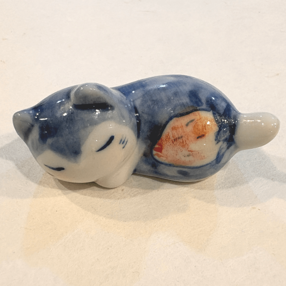 Gatito de cerámica artesanal japonesa de Seto (w)9