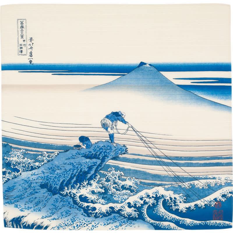 Furoshiki japonés Ukiyo-e Kajikazawa Inkai Province Blue1