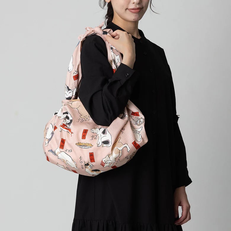 Furoshiki japonés 104 cm Ukiyo-e | Gatos como las 53 estaciones del Tokaido2