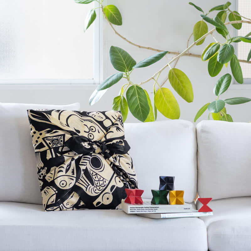 Furoshiki japonés 100 cm COCHAE Juguetes tradicionales japoneses (Negro)1