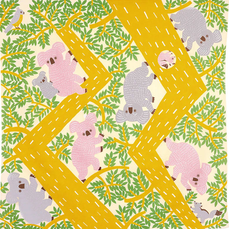 Furoshiki japonés 100 cm Kata Kata | Koala Cream Yellow1