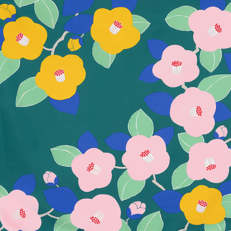 Furoshiki japonés impermeable 70 cm Hime Musubi × Adeline Klam Camelia Verde1