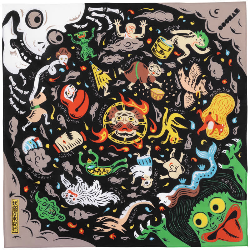 Furoshiki japonés 70 cm COCHAE El desfile nocturno de los yokai2