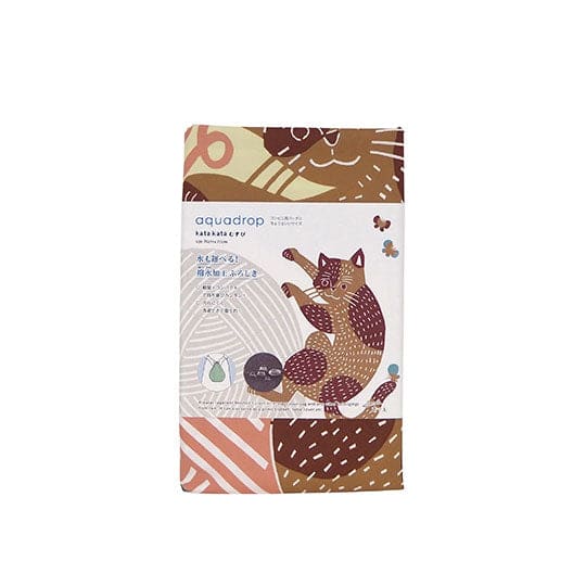 Furoshiki japonés repelente al agua 70 cm kata kata Gato y ovillo amarillo4