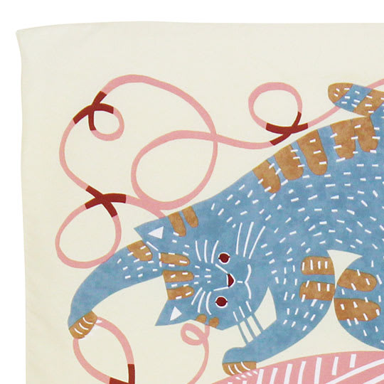 Furoshiki japonés repelente al agua 70 cm kata kata Gato y ovillo amarillo6