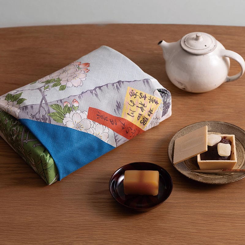 Furoshiki japonés 70 cm Ukiyo-e Santuario Suijin y Massaki junto al río Sumida1