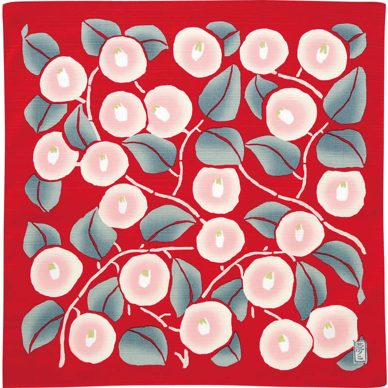 Furoshiki japonés 48 cm Yumeji Takehisa - Camelia Roja1