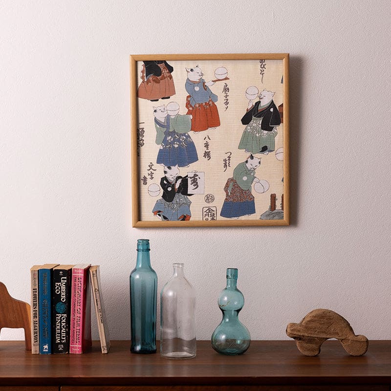 Furoshiki japonés S Ukiyo-e Gatos jugando con pelotas (Cats Juggling Balls)2