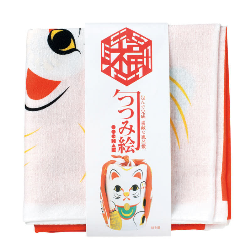 Furoshiki japonés 48 cm COCHAE Maneki-neko Rojo2