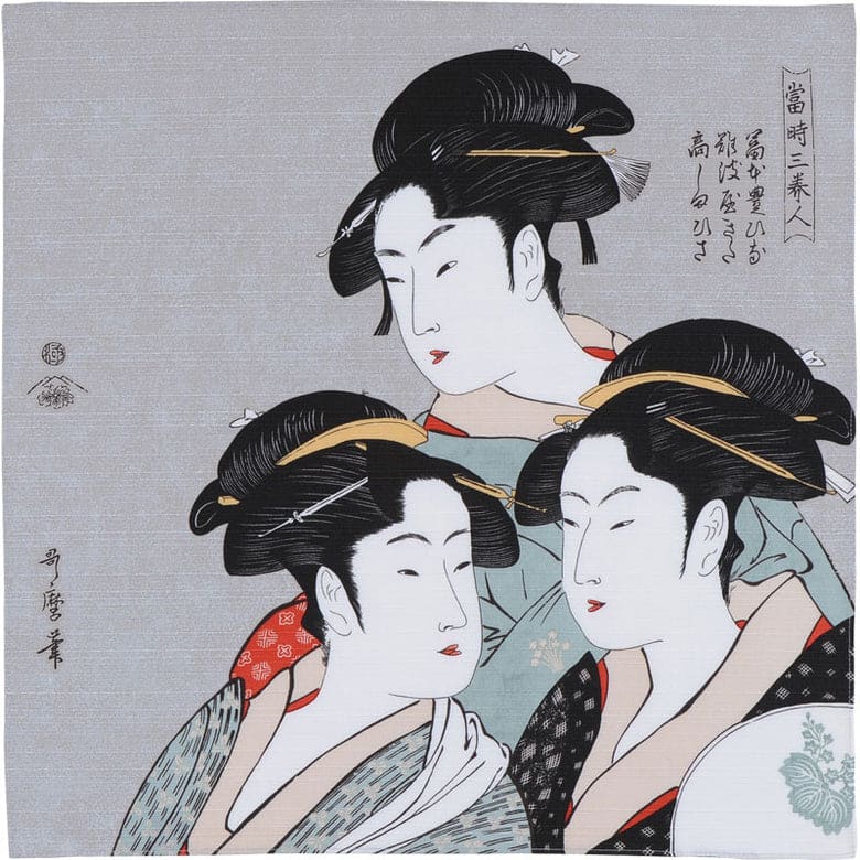 Furoshiki S Ukiyo-e Three Beauties Of The Present Day Gray1
