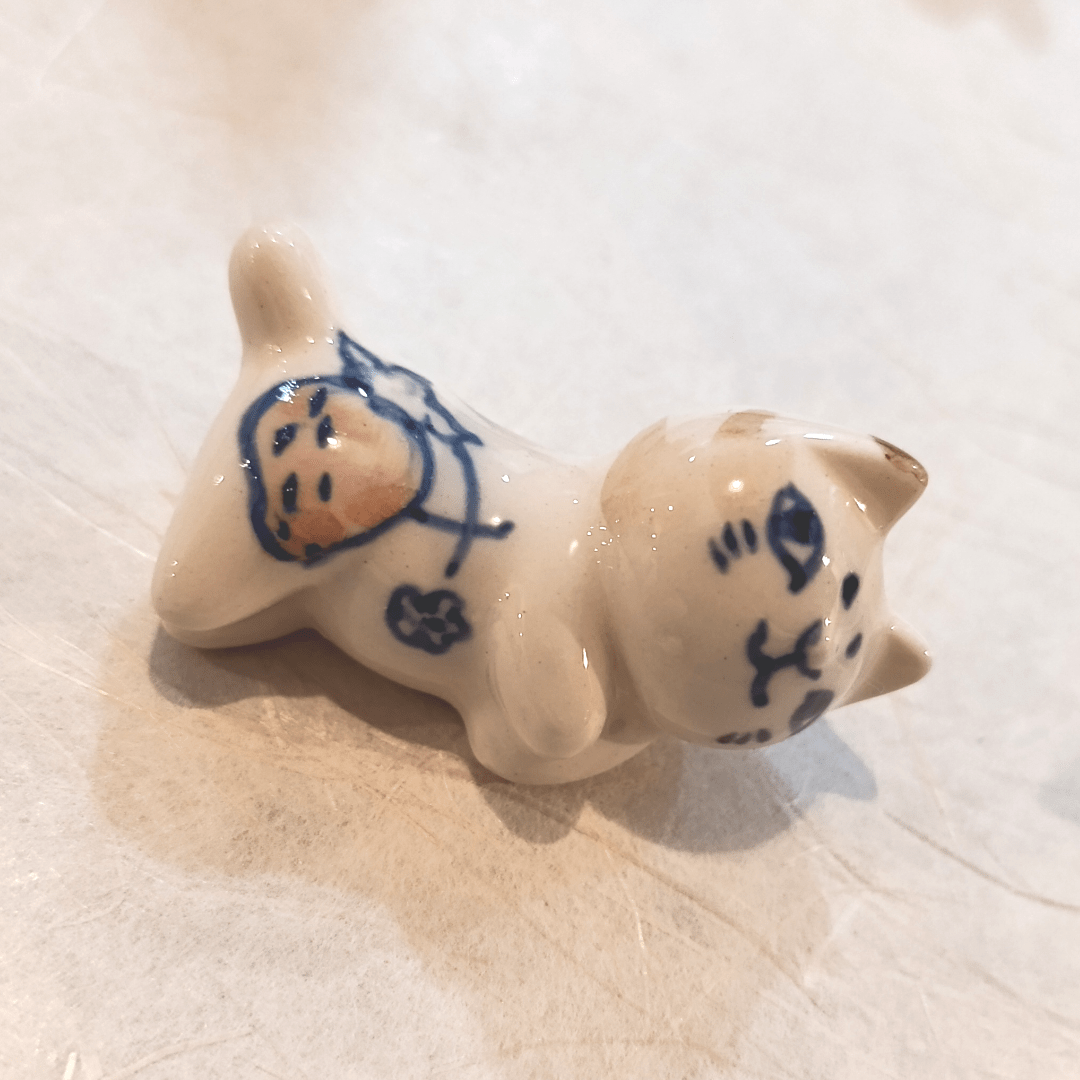 Gatito de cerámica artesanal japonesa de Seto (w)20
