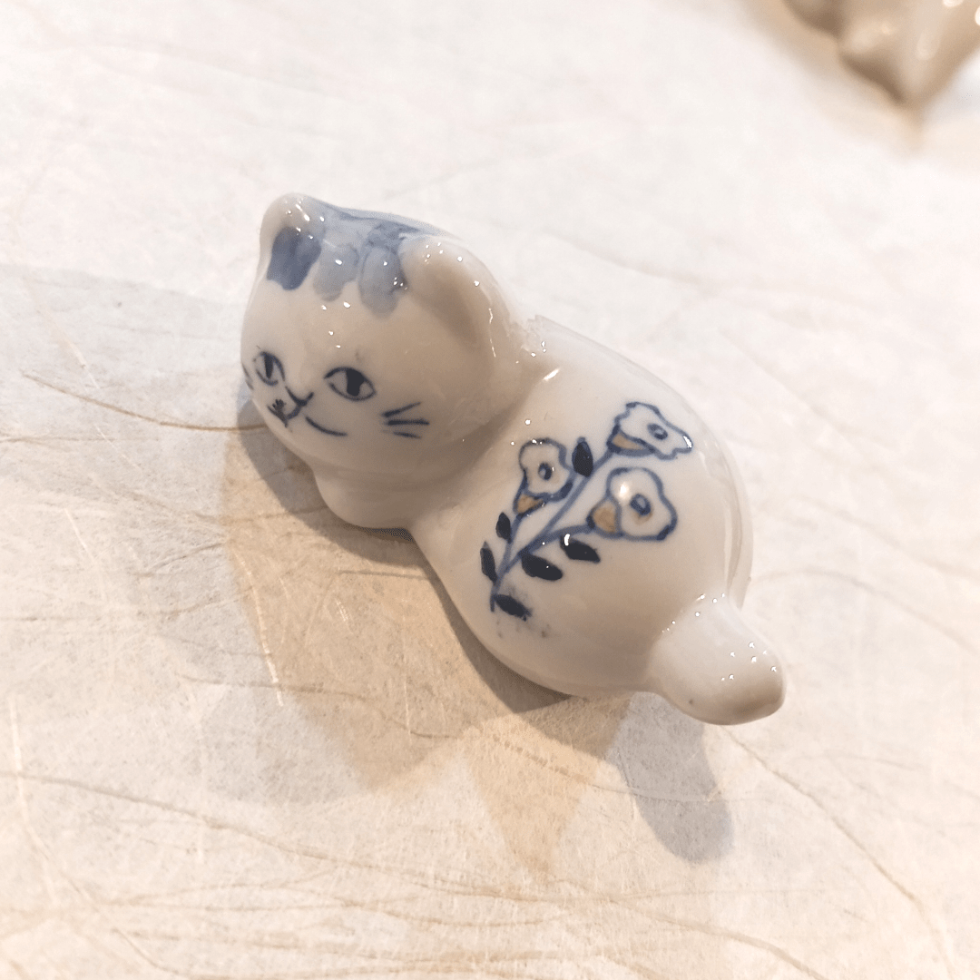 Gatito de cerámica artesanal japonesa de Seto (w)22
