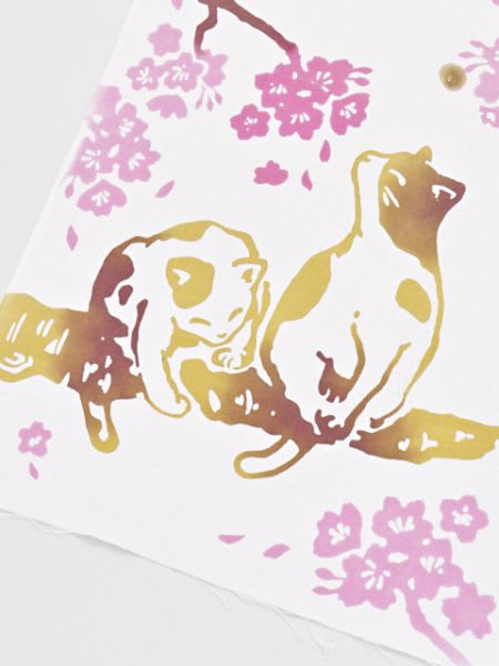 Tenugui japonés: Gatos entre flores de cerezo2