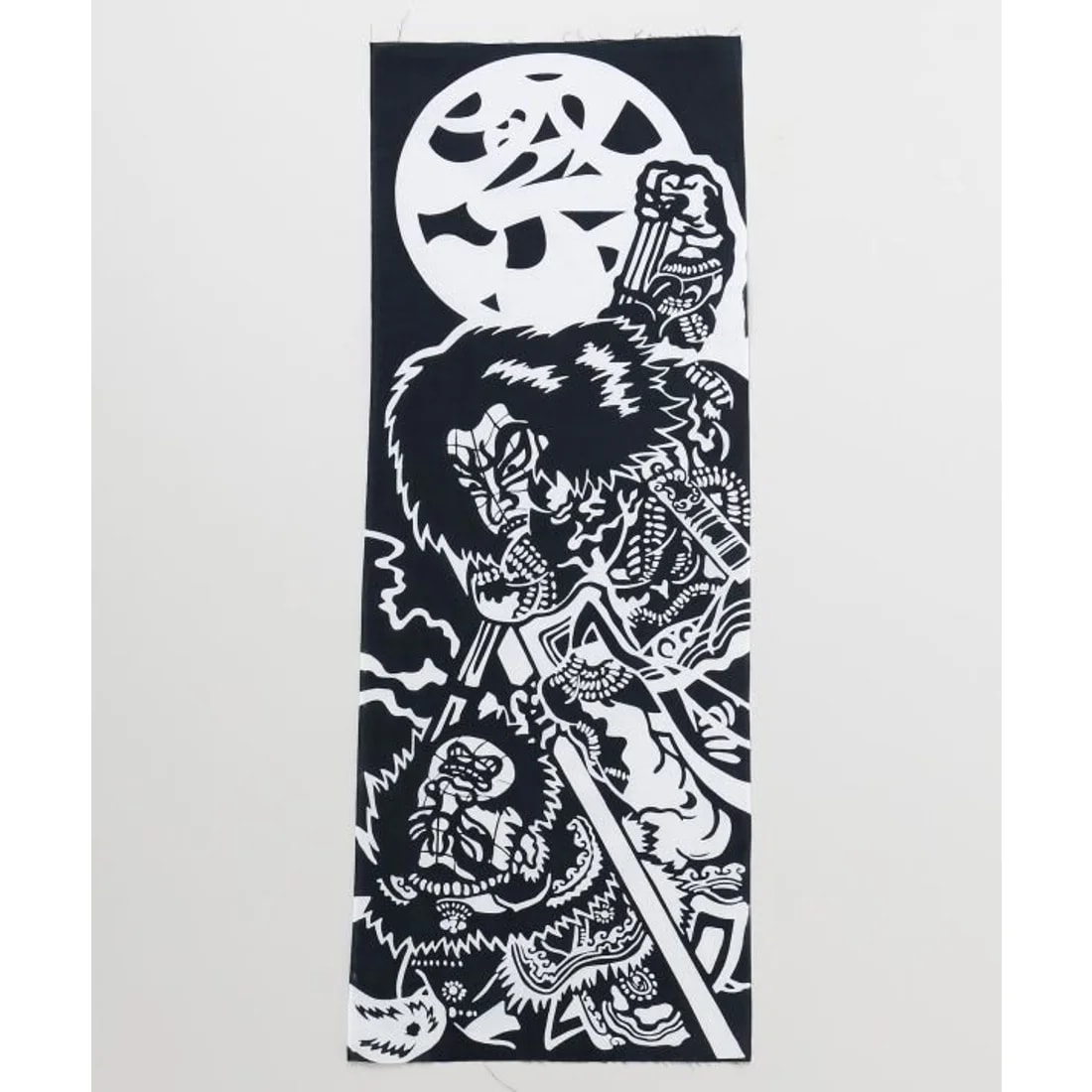 Tenugui japonés: Guerrero en festival (negro y blanco)1