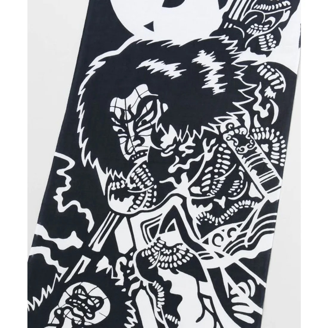 Tenugui japonés: Guerrero en festival (negro y blanco)2