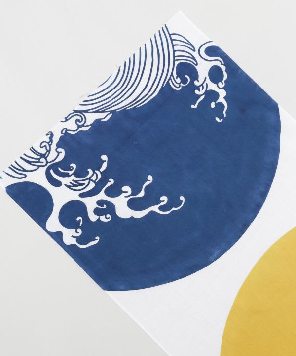 Tenugui japonés: Monte Fuji entre las olas (Azul)2