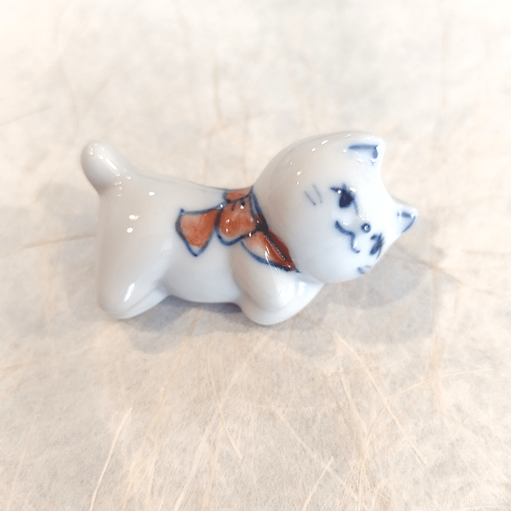 Gatito de cerámica artesanal japonesa de Seto (w)24