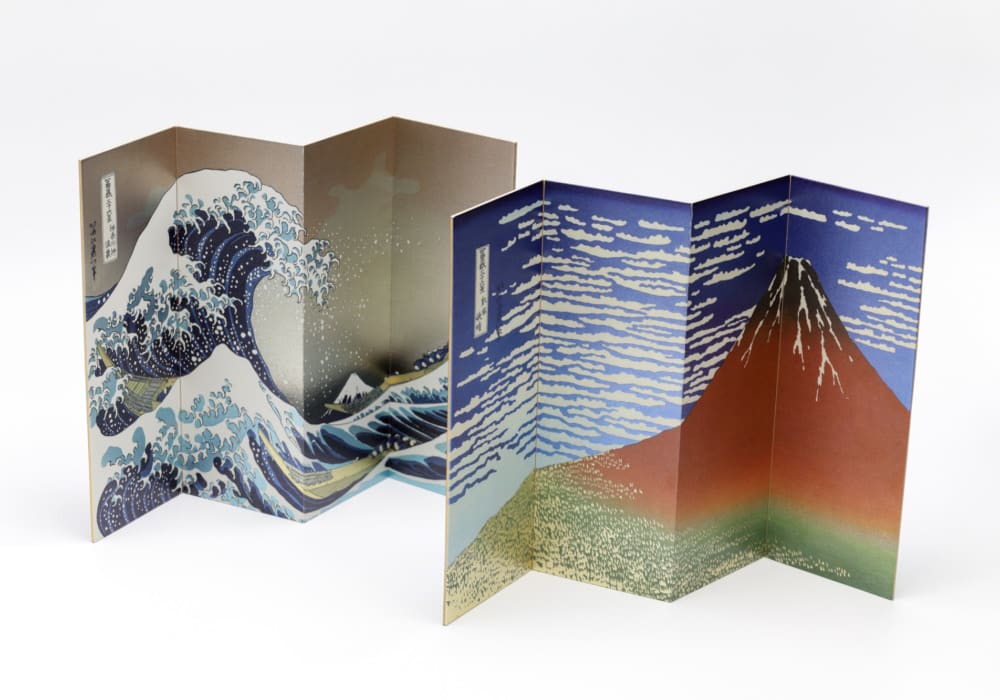 Biombo japonés glittering de lujo: La Gran Ola de Kanagawa – Hokusai4