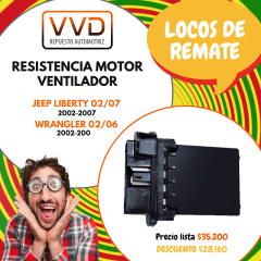 RESISTENCIA MOTOR VENTILADOR JEEP LIBERTY 2002/2007 WRANGLER 2002/2006