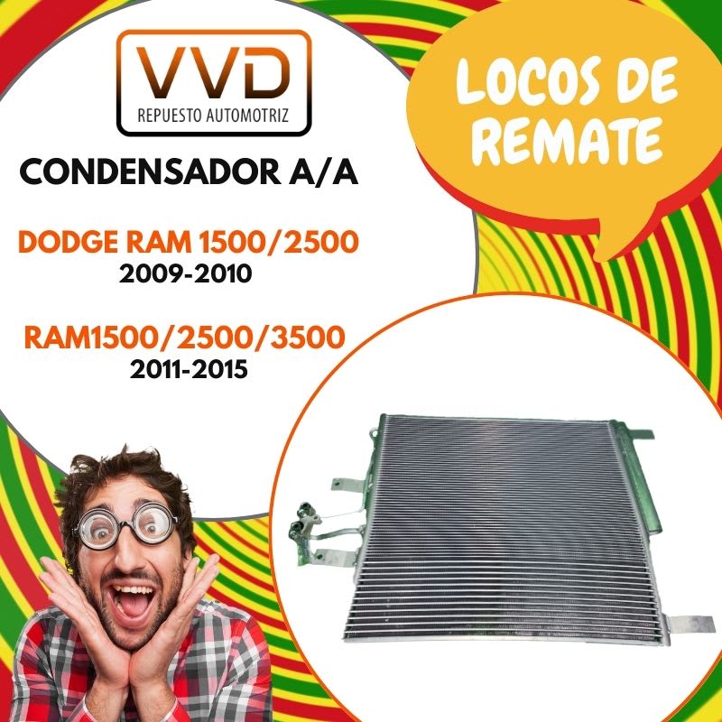 CONDENSADOR A/A DODGE RAM 1500 09/10 2500 09/10 RAM1500 11/15 2500 11/15 3500 11/151