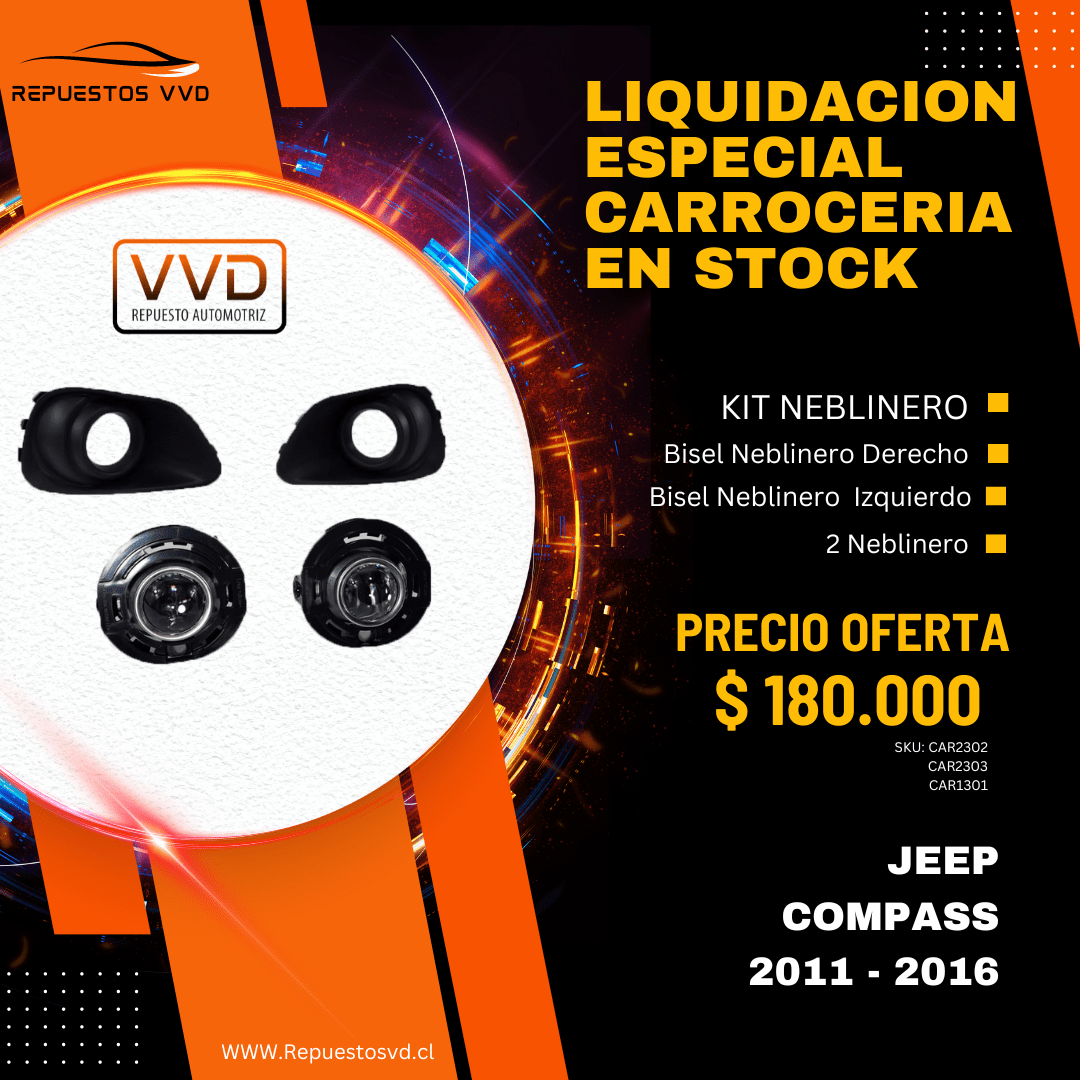 KIT BISEL NEBLINEROS D/I, NEBLINEROS DELANTEROS JEEP COMPASS 2011/20171