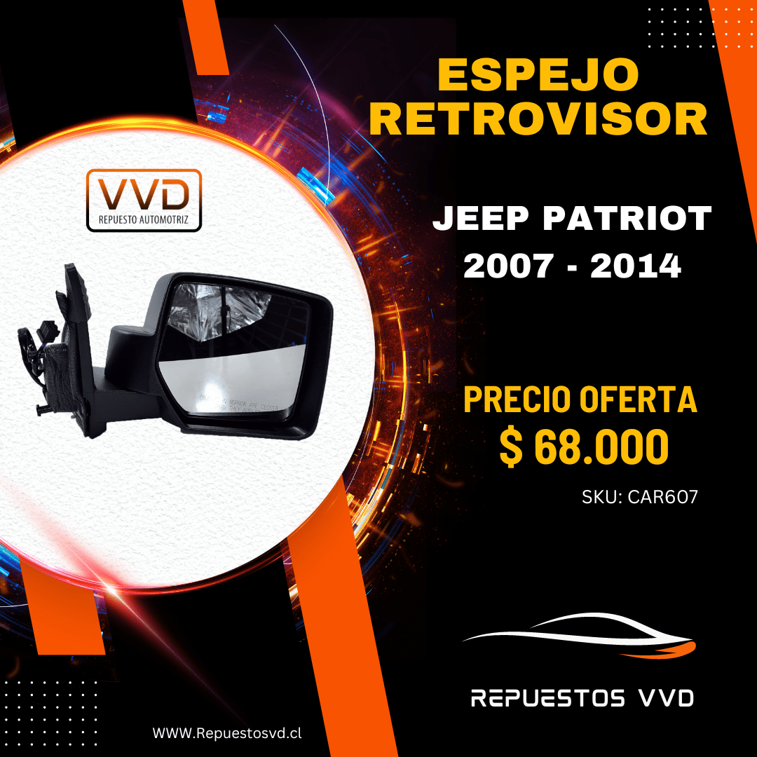 ESPEJO RETROVISOR LATERAL DERECHO JEEP PATRIOT 2007/20141