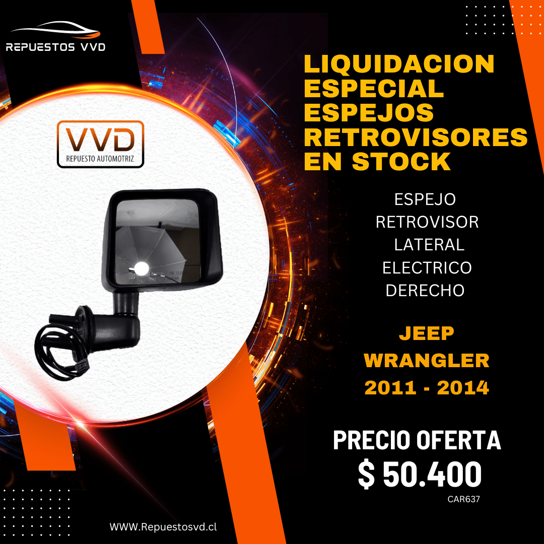 ESPEJO RETROVISOR ELECTRICO DER. JEEP WRANGLER 2011/20141