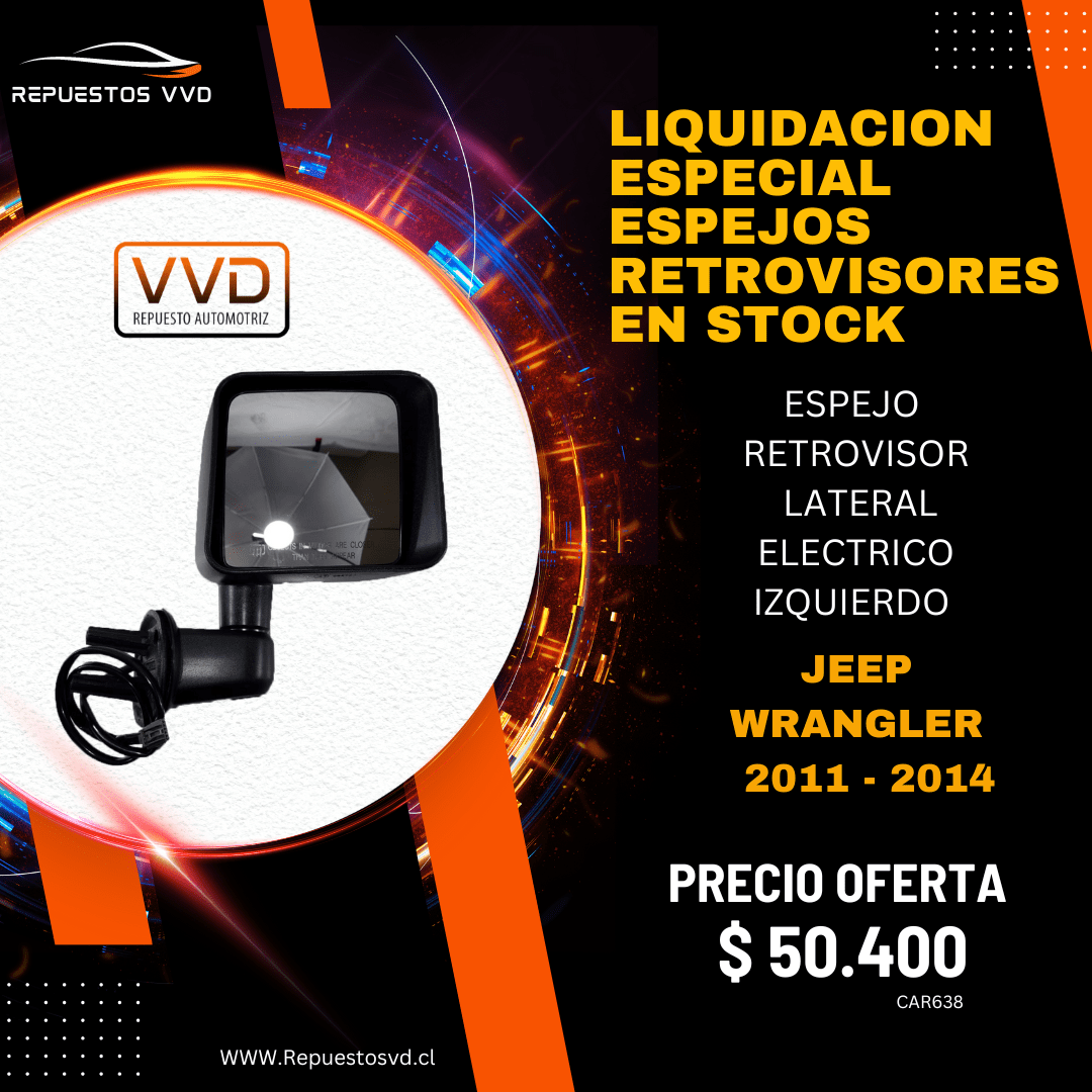 ESPEJO RETROVISOR ELECTRICO IZQUIERDO JEEP WRANGLER 2011-20141