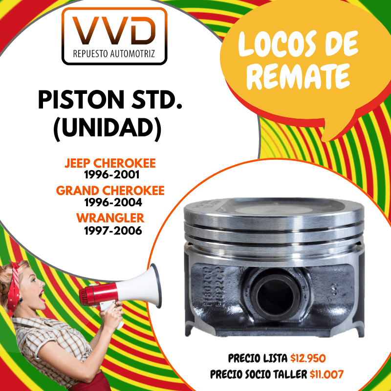 PISTON STD. (UNIDAD) JEEP CHEROKEE 1996/2001 GRAND CHEROKEE 1996/2004 WRANGLER 1997/20061