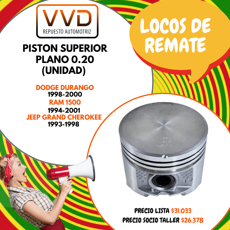 PISTON 0.20 PLANO (UNIDAD) DODGE DURANGO 1998/2000 RAM 1500 1994/2001 JEEP GRAND CHEROKEE 1993/19981