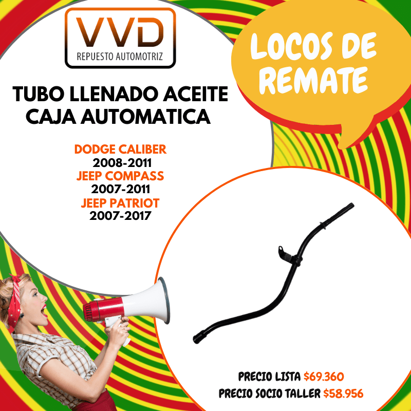 TUBO LLENADO ACEITE CAJA TRANSMISION DODGE CALIBER 2007/2012 JEEP COMPASS - PATRIOT 2007/20171