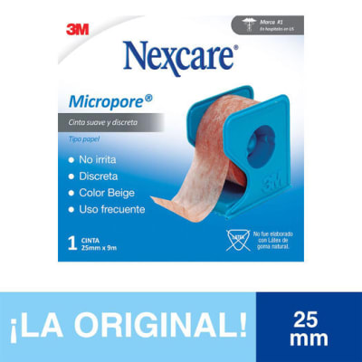 CINTA NEXCARE MICROPORE COLOR PIEL 25MM X 9,1M