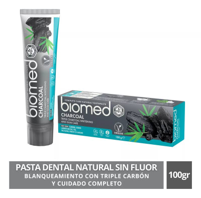 PASTA DENTAL VEGANA SIN FLUOR BIOMED CHARCOAL 100 G