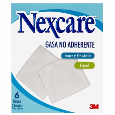 GASA ESTERIL NEXCARE NO ADHERENTE 15X15 CM 6 UNIDADES