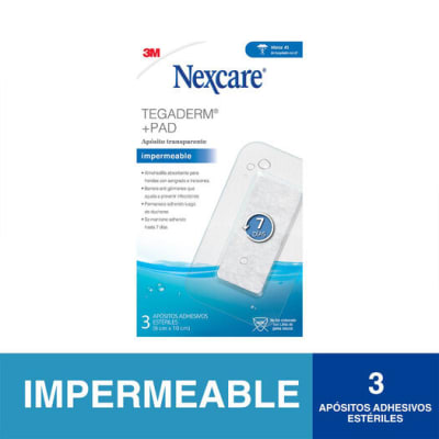 NEXCARE APOSITO IMPERMEABLE TRANSPARENTE TEGADERM + PAD 3 UNIDADES